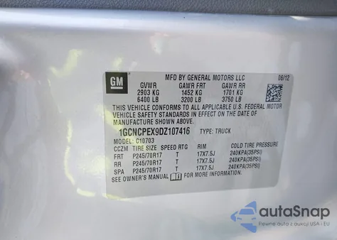 2013 Chevrolet Silverado 1500 Work Truck from USA, damaged, VIN 1GCNCPEX9DZ107416